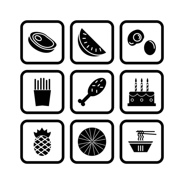 9套个人及商业用途的离子交换食物 — 图库矢量图片