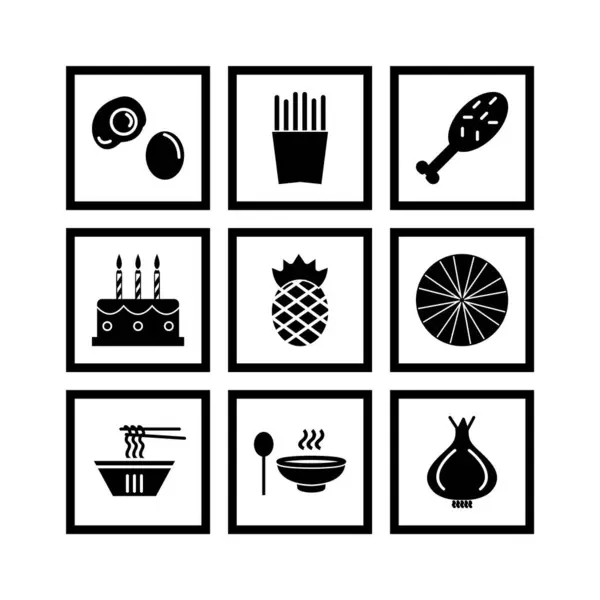 Food Icons Blatt Isoliert Auf Weißem Hintergrund — Stockvektor