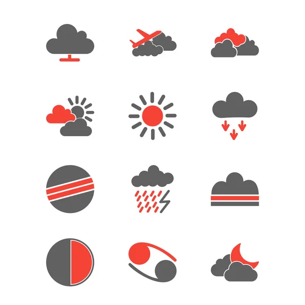 Weather Icons Sheet Isolated White Background — Stock Vector