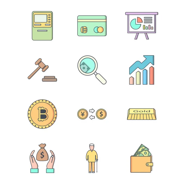 Icon Set Banking Personal Commercial Use — Stock Vector