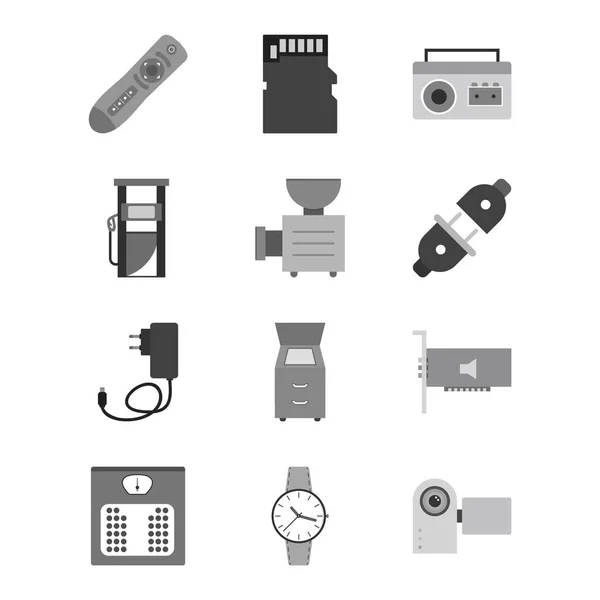 Icons Sheet Für Elektronische Geräte Isoliert Auf Weißem Hintergrund — Stockvektor