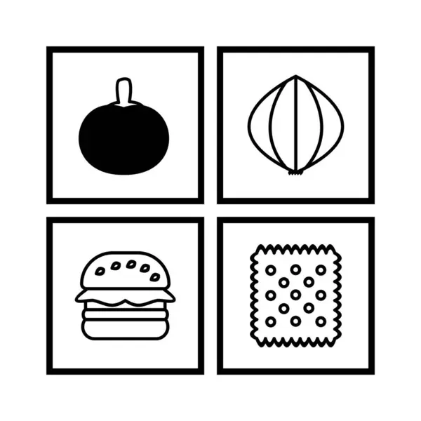 Juego Iconos Alimentos Para Uso Personal Comercial — Archivo Imágenes Vectoriales