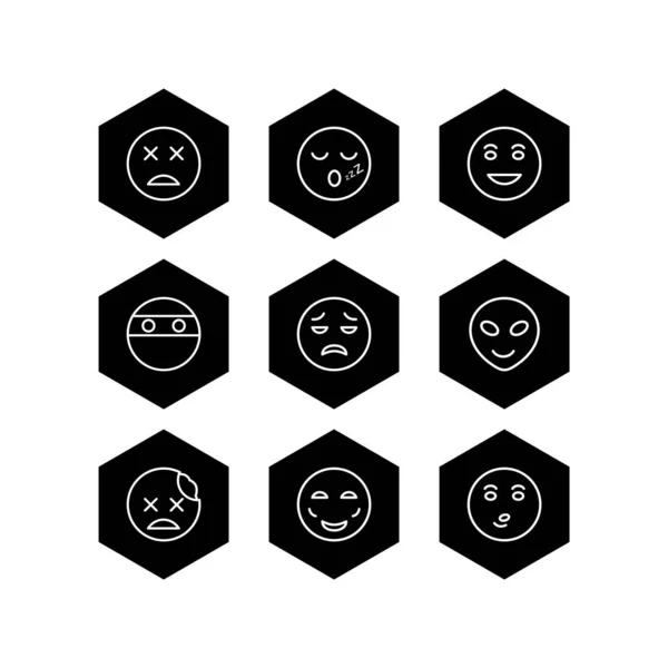 Folha Ícones Emoji Isolado Fundo Branco — Vetor de Stock