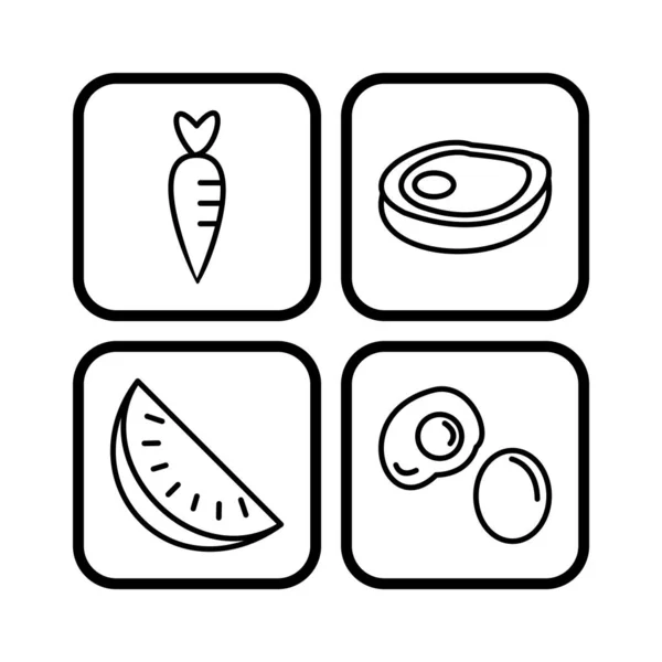 Харчових Ікони Аркуш Ізольовані Білому Тлі — стоковий вектор