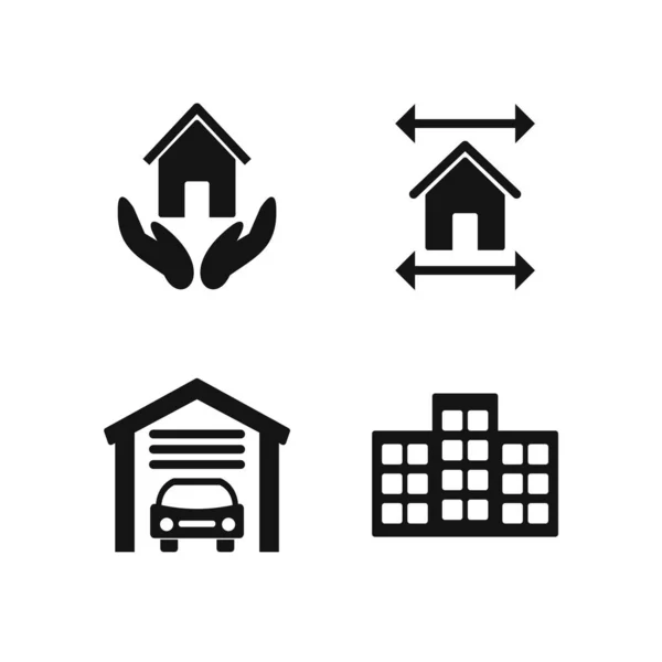 Set Von Immobilien Symbolen Isoliert Auf Weißem Hintergrund — Stockvektor