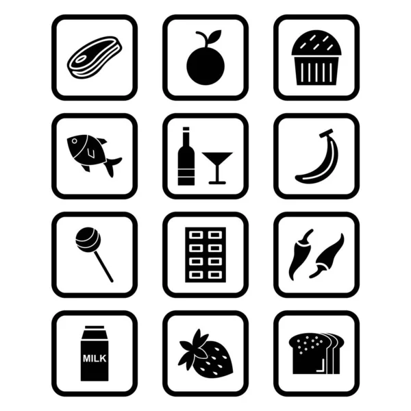 Potravinové Ikony List Izolované Bílém Pozadí — Stockový vektor