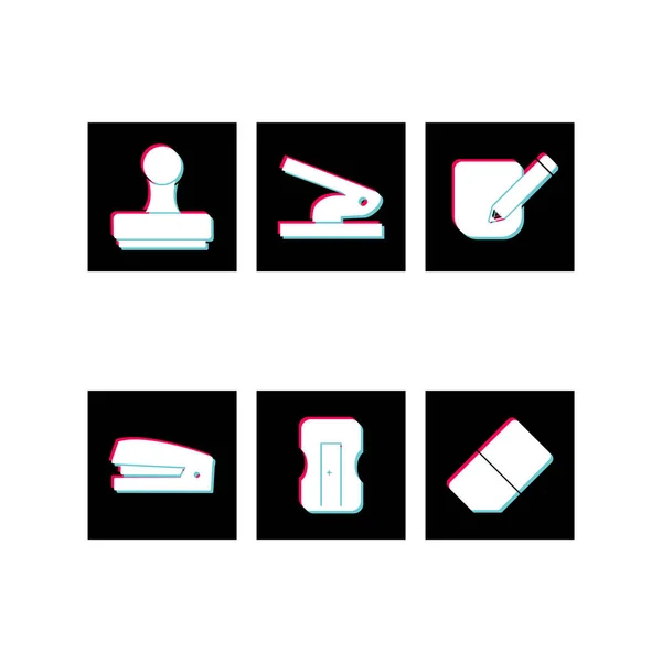 Set Bürosymbole Isoliert Auf Weißem Hintergrund — Stockvektor