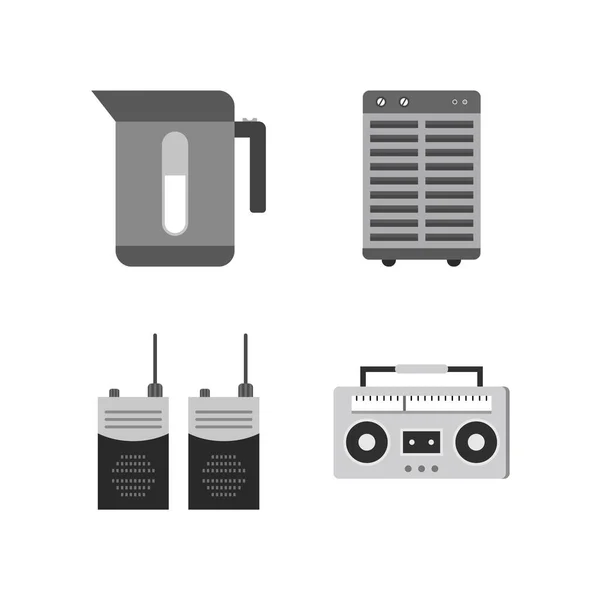 Dispositivos Electrónicos Iconos Hoja Aislada Sobre Fondo Blanco — Vector de stock