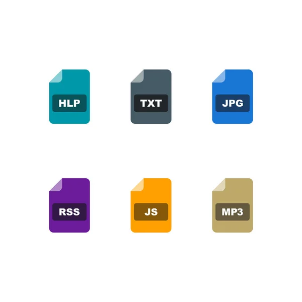 Set File Formats Icons Isolated White Background — Stock Vector