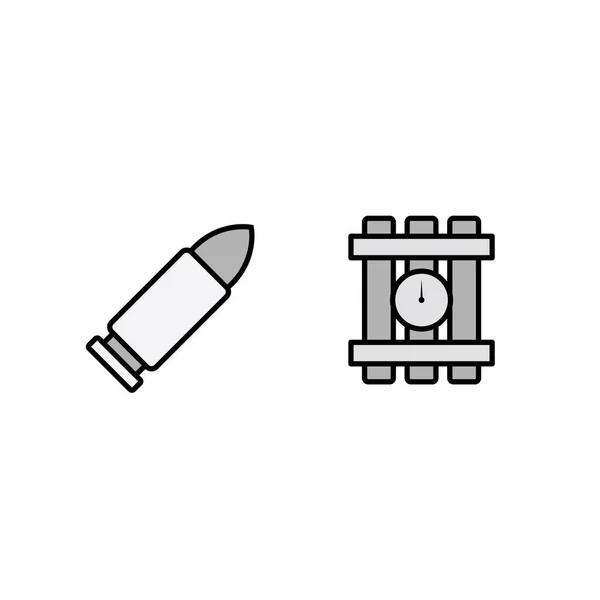 Set Icone Militari Sfondo Bianco Elementi Isolati Vettoriali — Vettoriale Stock