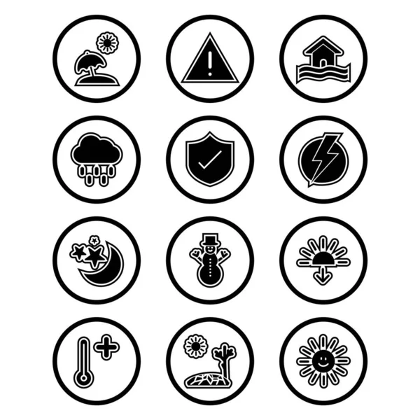 Set Weather Icons White Background Vector Isolated Elements — Stock Vector
