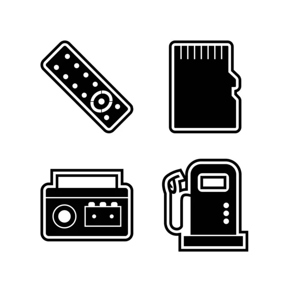 Set Icone Dei Dispositivi Elettronici Isolate Sfondo Bianco — Vettoriale Stock