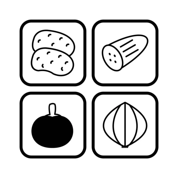 Food Icons Sheet Isolated White Background — Stock Vector