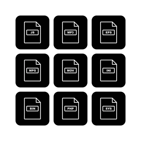 Icône Ensemble Formats Fichiers Pour Usage Personnel Commercial — Image vectorielle