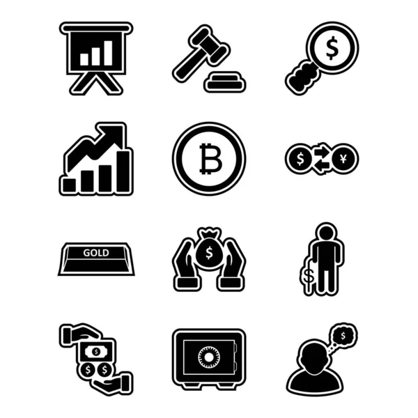 Set Banking Icons Isolated White Background — Stock Vector