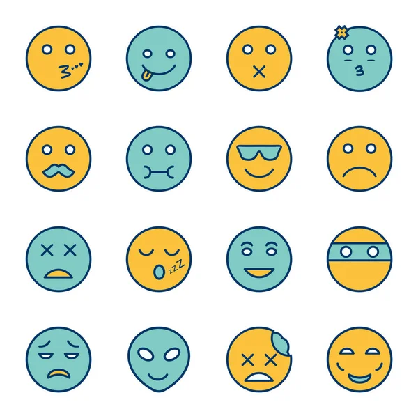 Conjunto Ícones Emoji Elementos Isolados Vetor Fundo Branco — Vetor de Stock
