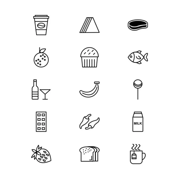 Icon Set Lebensmittel Für Den Persönlichen Und Kommerziellen Gebrauch — Stockvektor