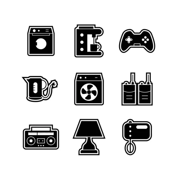 Juego Iconos Dispositivos Electrónicos Para Uso Personal Comercial — Vector de stock