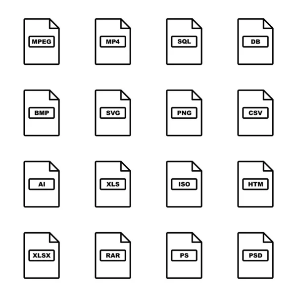 Icono Conjunto Formatos Archivo Para Uso Personal Comercial — Vector de stock
