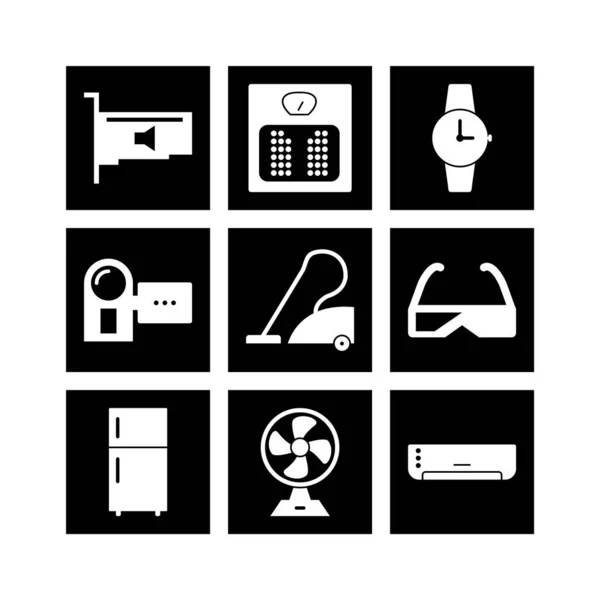 Icons Sheet Für Elektronische Geräte Isoliert Auf Weißem Hintergrund — Stockvektor