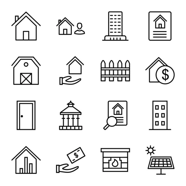 Icon Set Von Immobilien Für Den Persönlichen Und Kommerziellen Gebrauch — Stockvektor