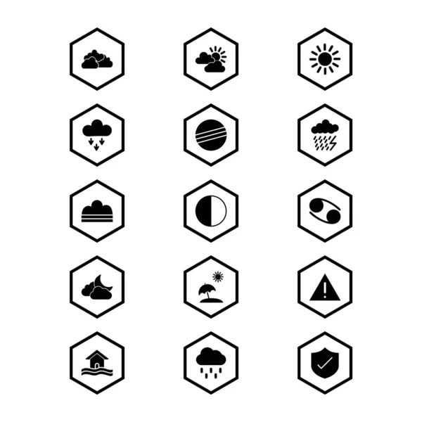 Ensemble Icônes Météo Isolées Sur Fond Blanc — Image vectorielle