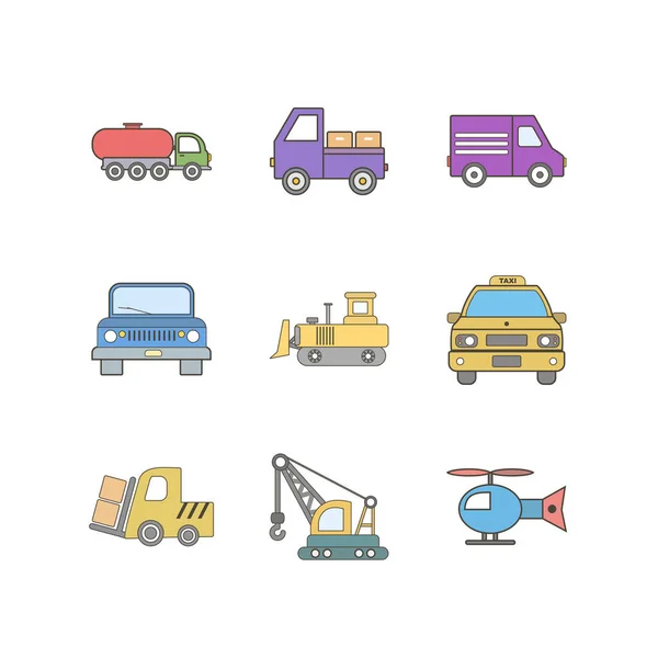 Icon Set Von Transport Für Den Persönlichen Und Kommerziellen Gebrauch — Stockvektor