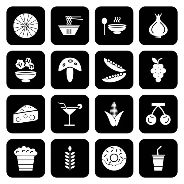 Conjunto Iconos Alimentos Aislados Sobre Fondo Blanco — Vector de stock