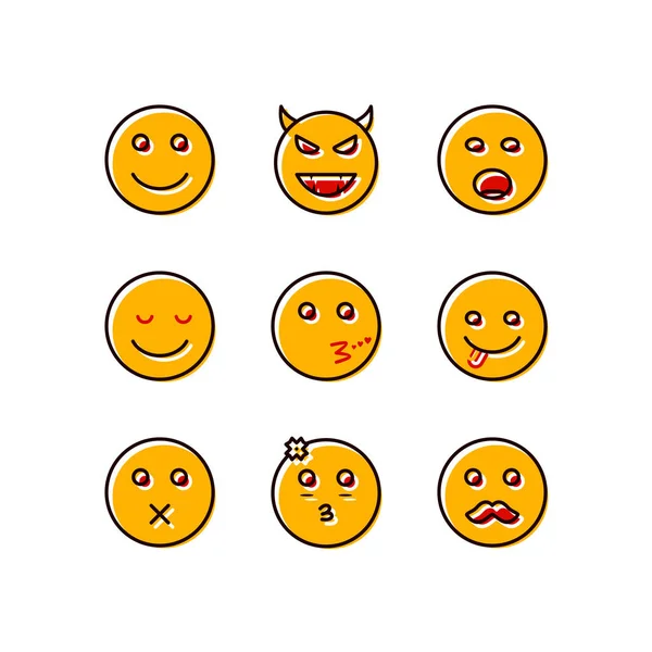 Set Icônes Emoji Isolées Sur Fond Blanc — Image vectorielle