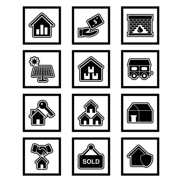 Set Iconos Inmobiliarios Sobre Fondo Blanco Vector Elementos Aislados — Archivo Imágenes Vectoriales