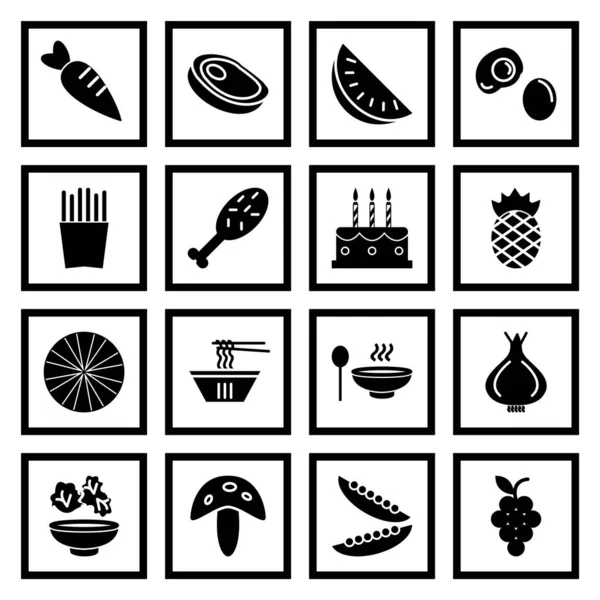 Set Food Icons Isolated White Background — Stock Vector