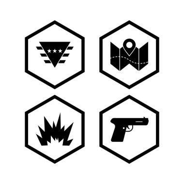 Kişisel ve ticari kullanım için 4 Simge Askeri...