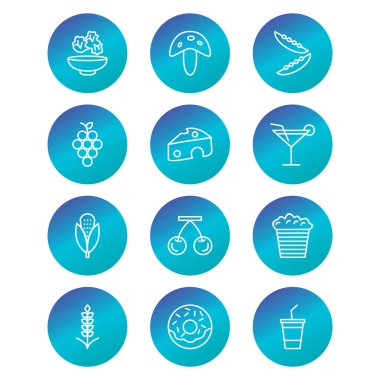 Kişisel ve ticari kullanım için 12 Simge Yiyecek...