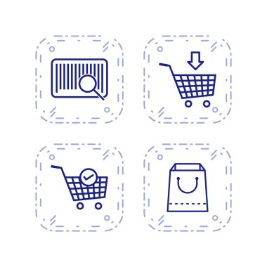 4 E-Ticaret Simgesi Beyaz Arkaplanda İzole Edildi...