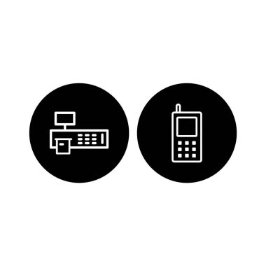 Beyaz arkaplanda izole edilmiş 2 adet elektronik aygıt simgesi...