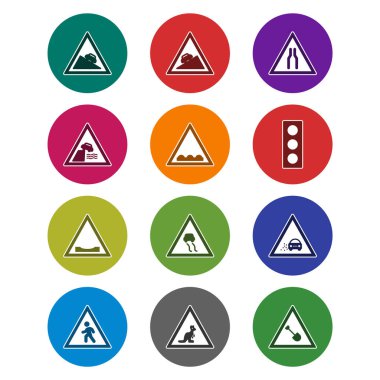 Kişisel ve ticari kullanım için 12 simge yol işareti...