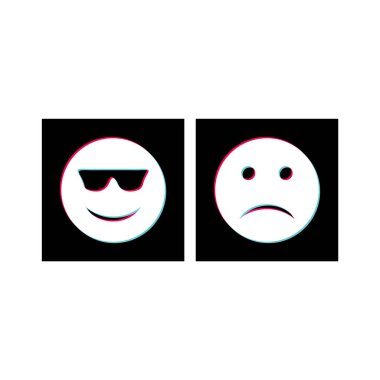 Beyaz arkaplanda 2 çift emoji simgesi izole edildi...