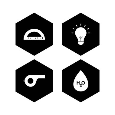 Beyaz arkaplanda 4 farklı eğitim simgesi izole edildi...