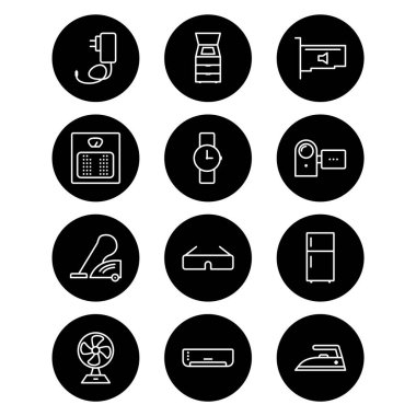 Beyaz Arkaplanda İzole Edilmiş 12 Elektronik Aygıt Simgesi...