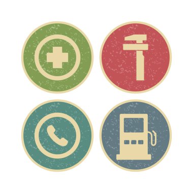 Beyaz arkaplanda 4 Yol İşareti simgesi izole edildi...