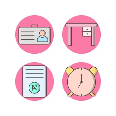 Beyaz arkaplanda 4 farklı eğitim simgesi izole edildi...