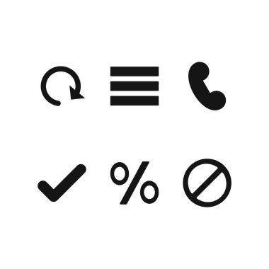 Beyaz arkaplanda 6 temel element simgesi izole edildi...