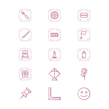 Beyaz arkaplanda izole edilmiş 15 evrensel simge kümesi...