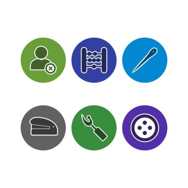 Beyaz Arkaplan Vektörü İzole Edilmiş Elementler Üzerine 6 Evrensel Simge Kümesi...