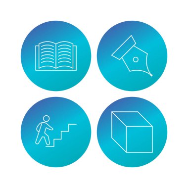 Beyaz Arkaplan Vektörü İzole Edilmiş Elementler Üzerine 4 Eğitim Simgesi...