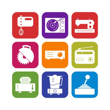 Beyaz Arkaplanda İzole Edilmiş 9 Elektronik Aygıt Simgesi...