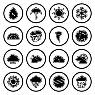 16 Hava Simgesi Sayfası Beyaz Arkaplanda İzole Edildi...