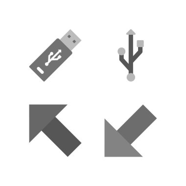 Beyaz Arkaplan Vektörü İzole Edilmiş Elementler üzerinde 4 temel öge seti Simgesi...