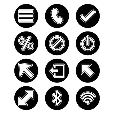 Beyaz Arkaplanda İzole Edilmiş 12 Temel Öge Simgesi Sayfası...