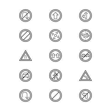 Kişisel ve ticari kullanım için 15 simge yol işareti...